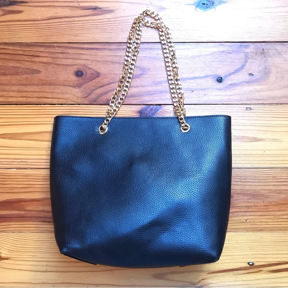 ImoShion USA Black Faux Leather Gold Chain Charger USB Purse Bundle, NWT, 14” - Picture 4 of 16